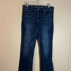 American Eagle Kick Boot Jean Next Level Stretch Low Rise Indigo Blue 14 Long